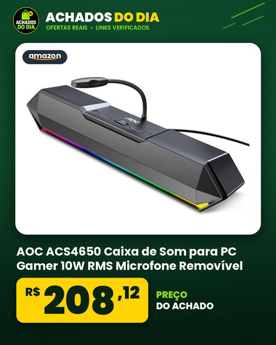 AOC ACS4650 Caixa de Som para PC Gamer 10W RMS Microfone Removível