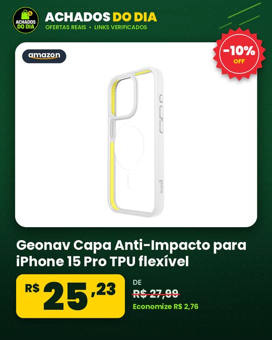 Geonav Capa Anti-Impacto para iPhone 15 Pro TPU flexível nas extremidades Compatível com o sistema de ímãs MagSafe