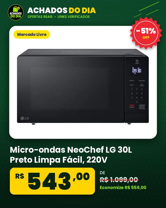 Micro-ondas NeoChef LG 30L Preto Limpa Fácil - 220V