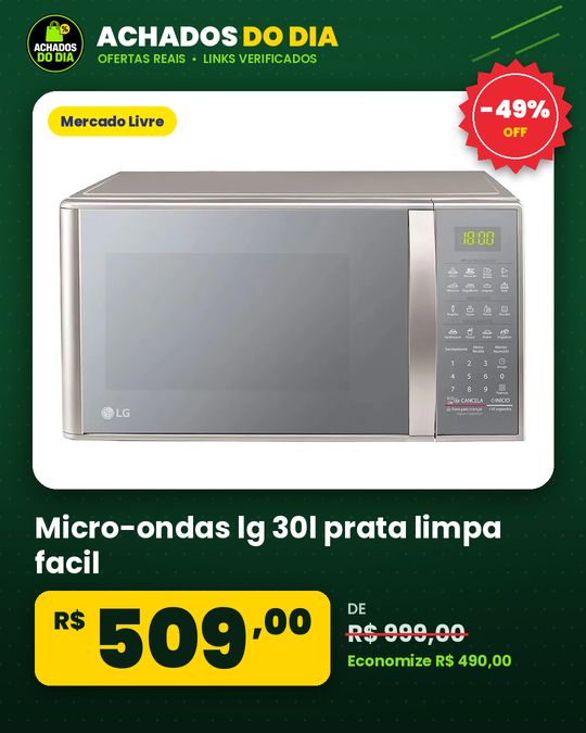 Micro-ondas lg 30l prata limpa facil