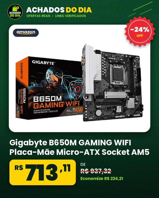 Gigabyte B650M GAMING WIFI Placa-Mãe Micro-ATX Socket AM5 DDR5 para AMD Ryzen Série
