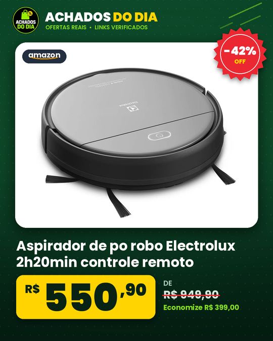 Aspirador de po robo Electrolux 2h20min controle remoto bateria longa duração automatico varre aspira passa
