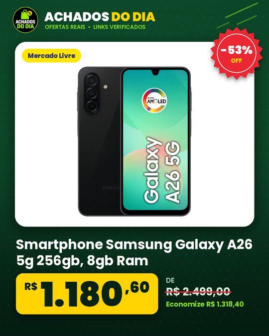 Smartphone Samsung Galaxy A26 5g 256gb, 8gb Ram, Câmera De 50mp, Ip67, Tela Super Amoled 6.7 , Nfc - Preto