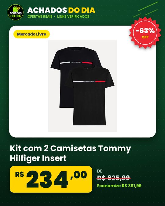 Kit com 2 Camisetas Tommy Hilfiger Insert