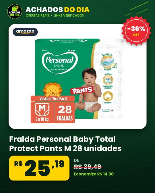 Fralda Personal Baby Total Protect Pants M 28 unidades