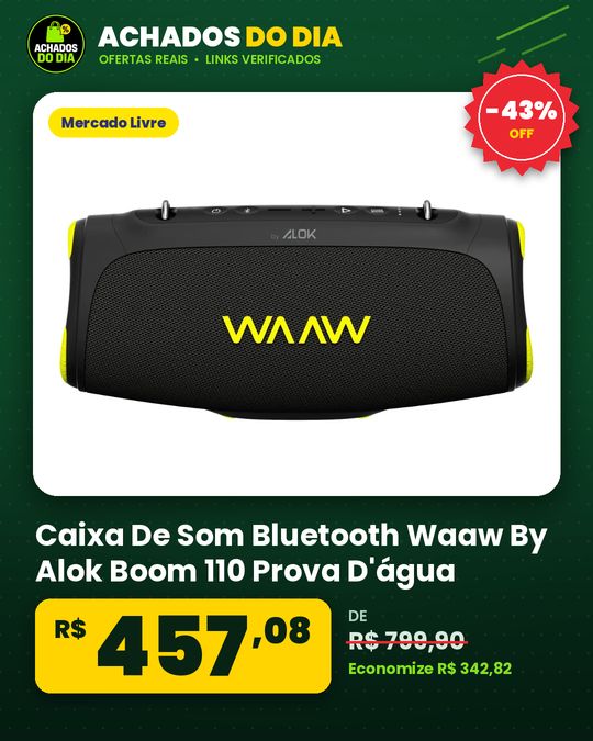 Caixa De Som Bluetooth Waaw By Alok Boom 110 Prova D'água