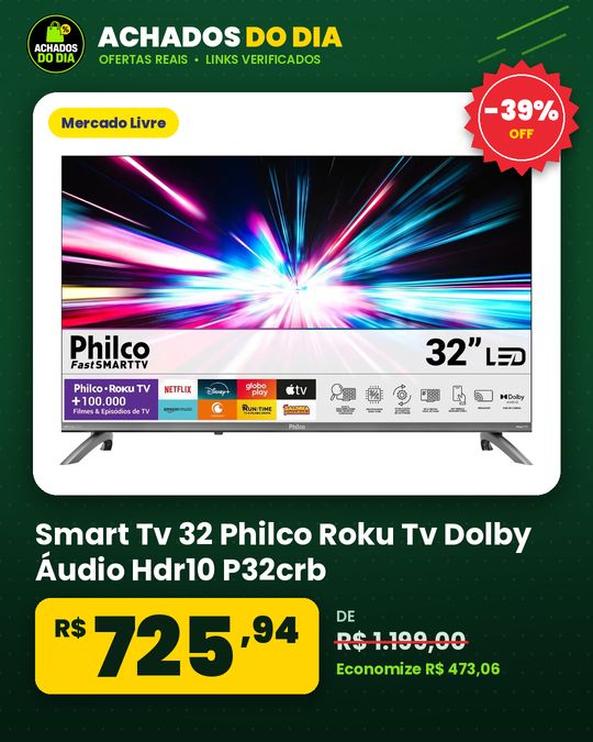 Smart Tv 32 Philco Roku Tv Dolby Áudio Hdr10 P32crb