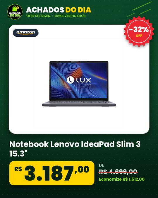 Notebook Lenovo IdeaPad Slim 3 15.3" - AMD Ryzen 7 7735HS 8GB RAM 256GB SSD AMD Rade