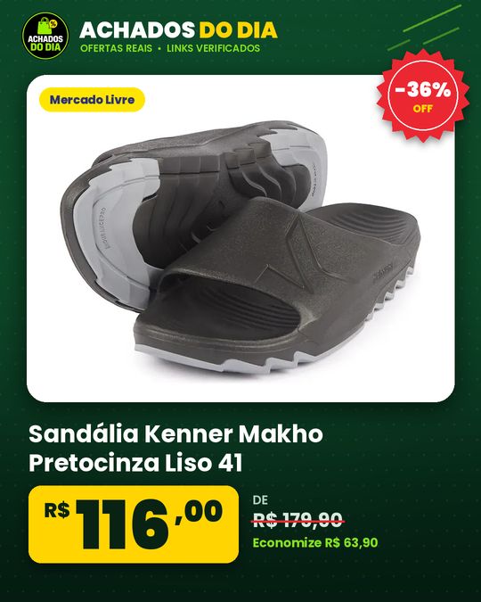 Sandália Kenner Makho Pretocinza Liso 41