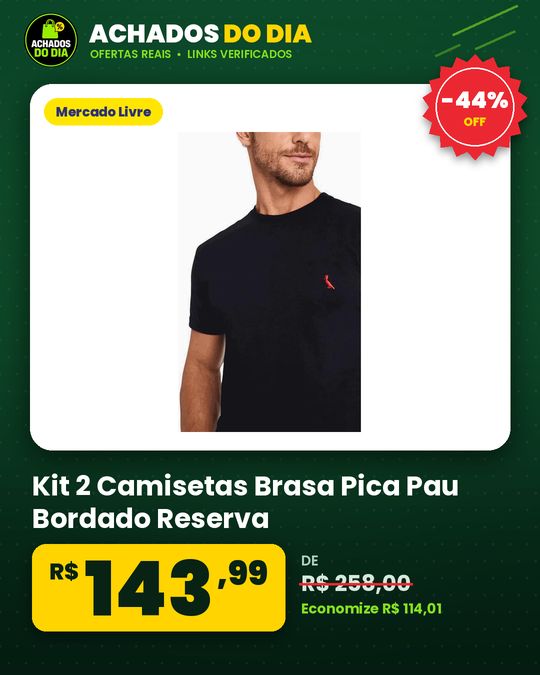 Kit 2 Camisetas Brasa Pica Pau Bordado Reserva