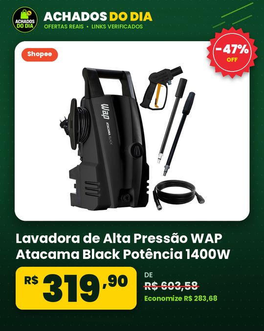 Lavadora de Alta Pressão WAP Atacama Black Potência 1400W Pressão 1500PSI Motor Universal