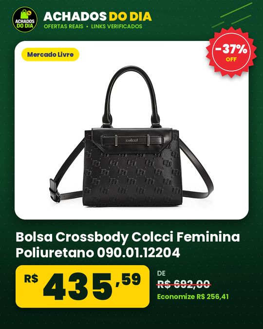 Bolsa Crossbody Colcci Feminina Poliuretano 090.01.12204 Preto Monograma Níquel Prateado
