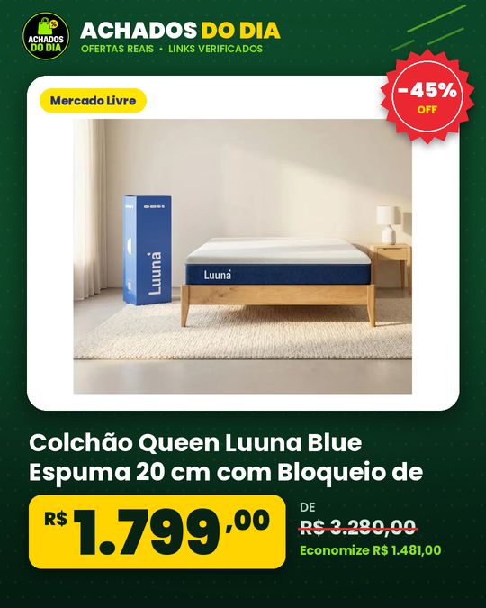 Colchão Queen Luuna Blue Espuma 20 cm com Bloqueio de Movimento 10 Anos de Garantia