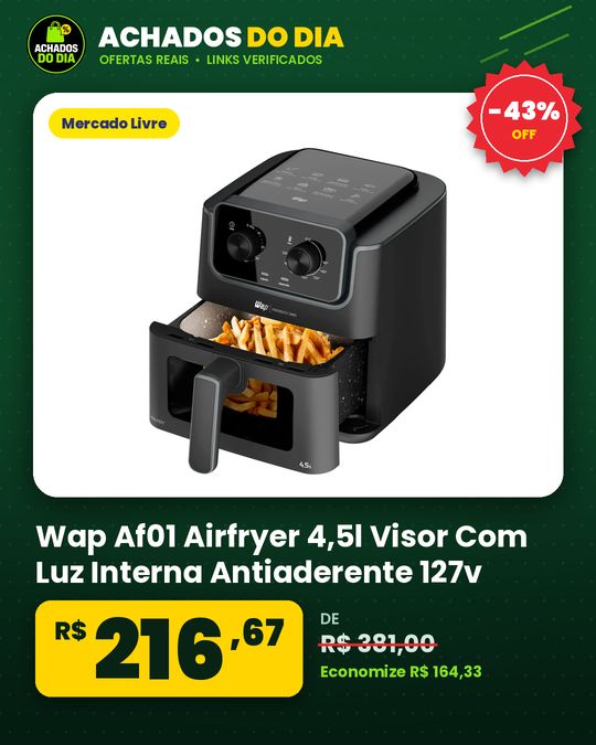 Wap Af01 Airfryer 4,5l Visor Com Luz Interna Antiaderente 127v