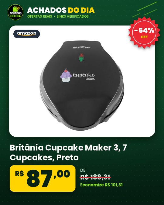Britânia Cupcake Maker 3, 7 Cupcakes, Preto