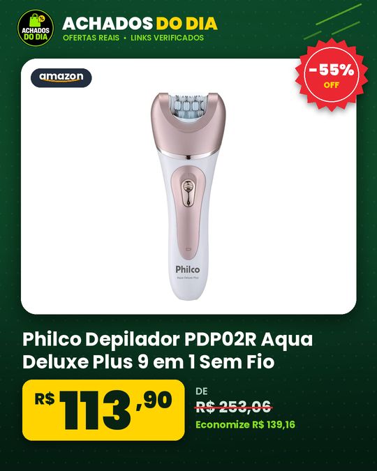 Philco Depilador PDP02R Aqua Deluxe Plus 9 em 1 Sem Fio Bivolt Rosa e Branco Capa massageadora