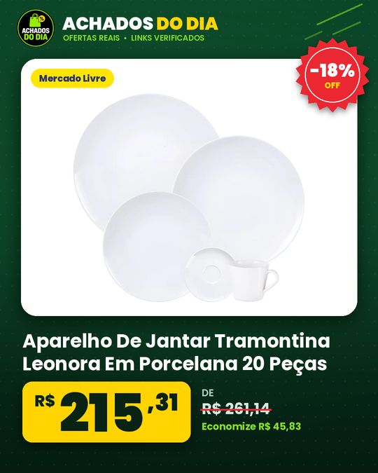 Aparelho De Jantar Tramontina Leonora Em Porcelana 20 Peças