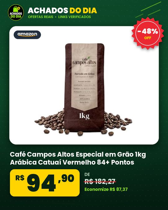 Café Campos Altos Especial em Grão 1kg Arábica Catuaí Vermelho 84+ Pontos