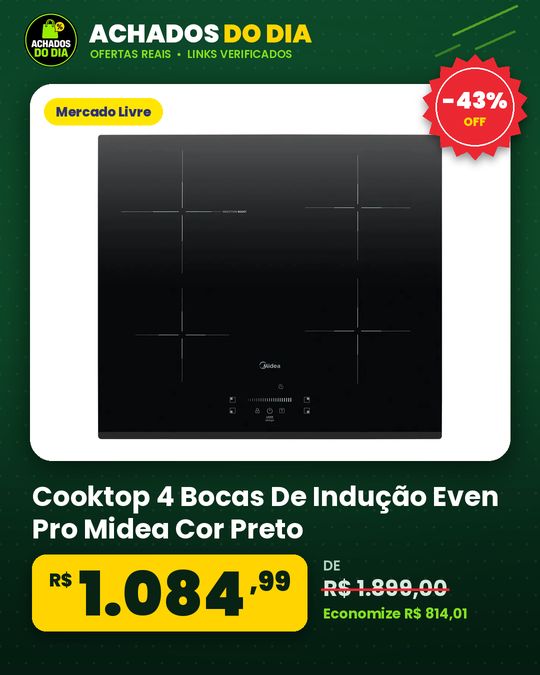 Cooktop 4 Bocas De Indução Even Pro Midea Cor Preto