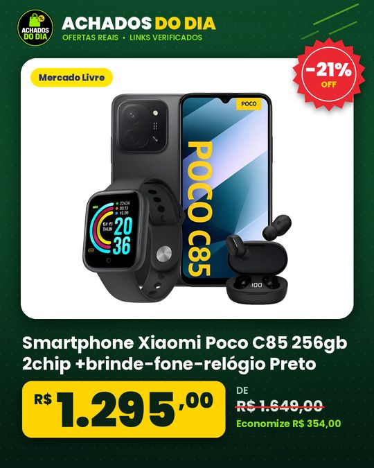 Smartphone Xiaomi Poco C85 256gb 2chip +brinde-fone-relógio Preto