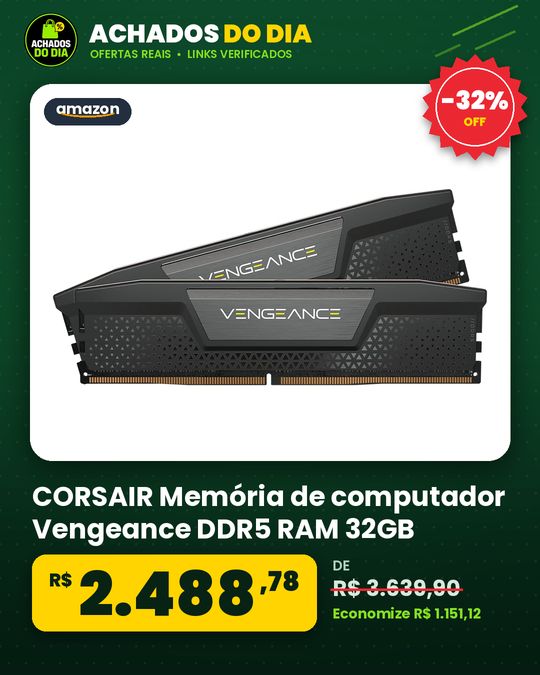 CORSAIR Memória de computador Vengeance DDR5 RAM 32GB (2x16GB) 6000MHz CL38 Intel XMP iCUE