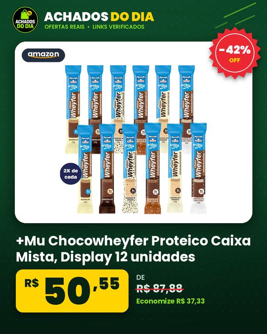 +Mu Chocowheyfer Proteico Caixa Mista - Display 12 unidades