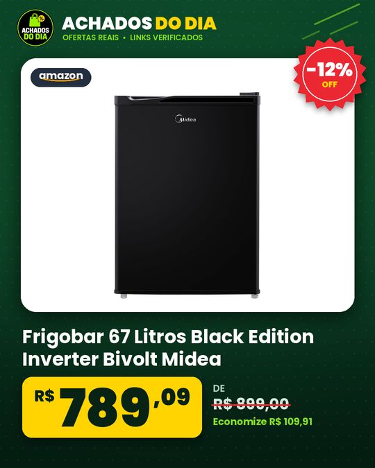 Frigobar 67 Litros Black Edition Inverter Bivolt Midea