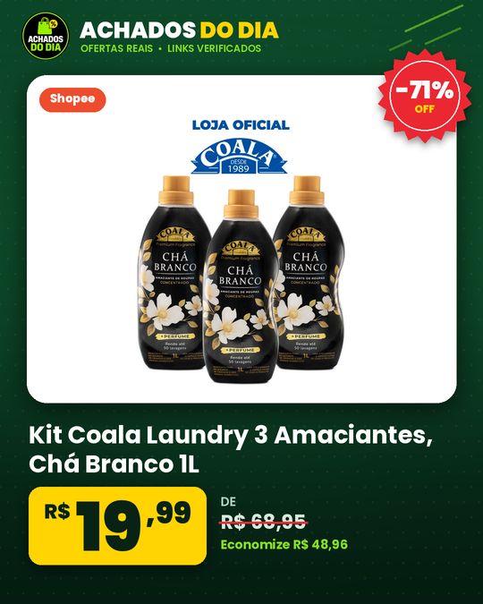 Kit Coala Laundry 3 Amaciantes - Chá Branco 1L