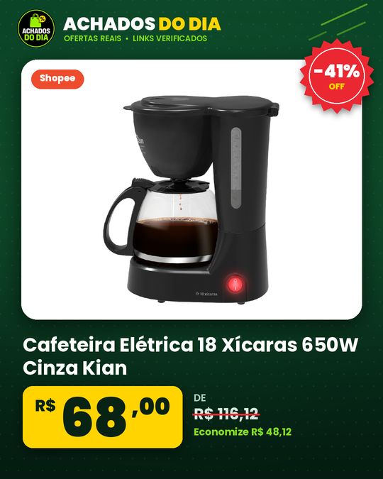 Cafeteira Elétrica 18 Xícaras 650W Cinza Kian