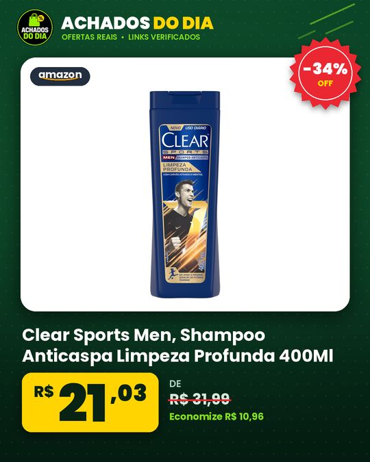 Clear Sports Men - Shampoo Anticaspa Limpeza Profunda 400Ml