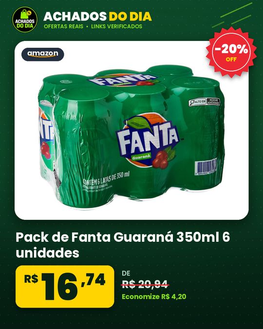 Pack de Fanta Guaraná 350ml 6 unidades