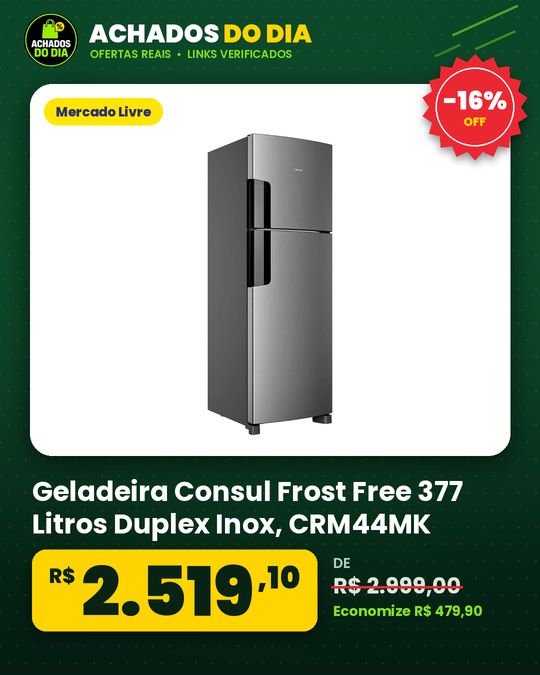 Geladeira Consul Frost Free 377 Litros Duplex Inox - CRM44MK