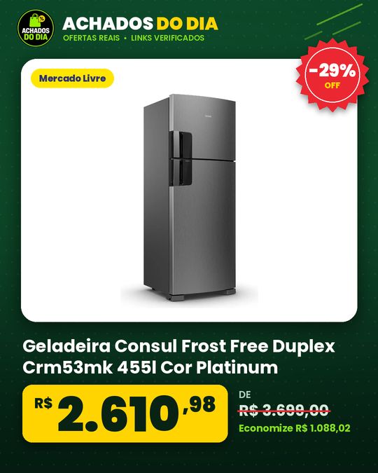 Geladeira Consul Frost Free Duplex Crm53mk 455l Cor Platinum