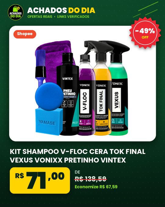 KIT SHAMPOO V-FLOC CERA TOK FINAL VEXUS VONIXX PRETINHO VINTEX