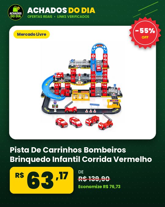 Pista De Carrinhos Bombeiros Brinquedo Infantil Corrida Vermelho