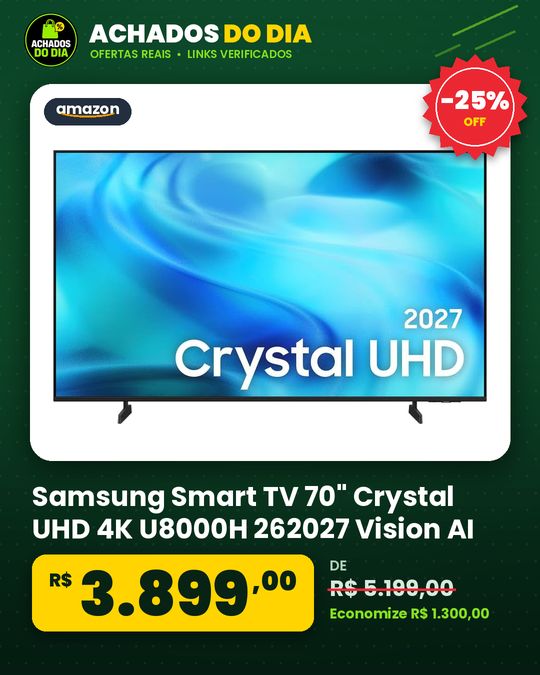 Samsung Smart TV 70" Crystal UHD 4K U8000H 262027 Vision AI Companion Modo Estádio,
