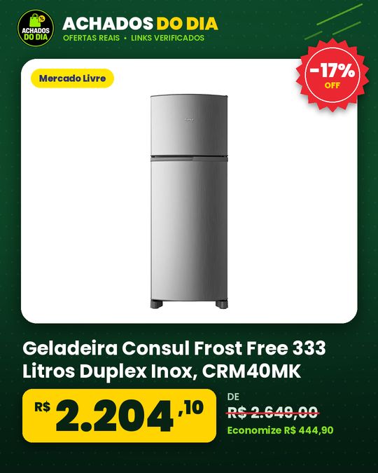 Geladeira Consul Frost Free 333 Litros Duplex Inox - CRM40MK