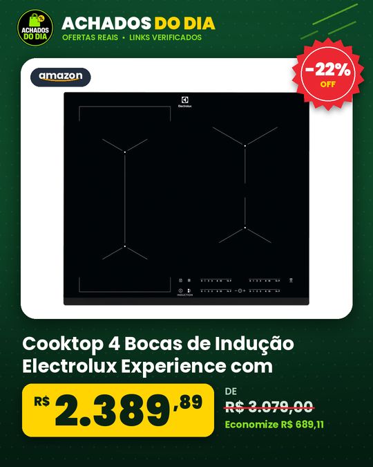 Cooktop 4 Bocas de Indução Electrolux Experience com Unicook e Timer (IE60P)