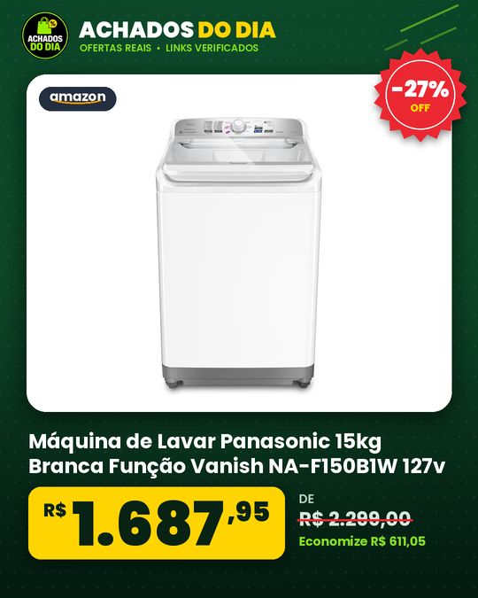 Máquina de Lavar Panasonic 15kg Branca Função Vanish NA-F150B1W 127v