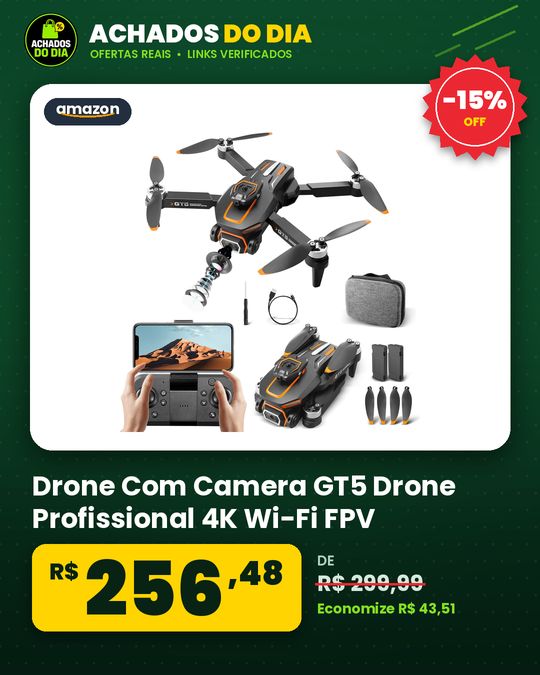 Drone Com Camera GT5 Drone Profissional 4K Wi-Fi FPV Controle Remoto Drones com Bolsa De Transporte 90 Min Carregamento