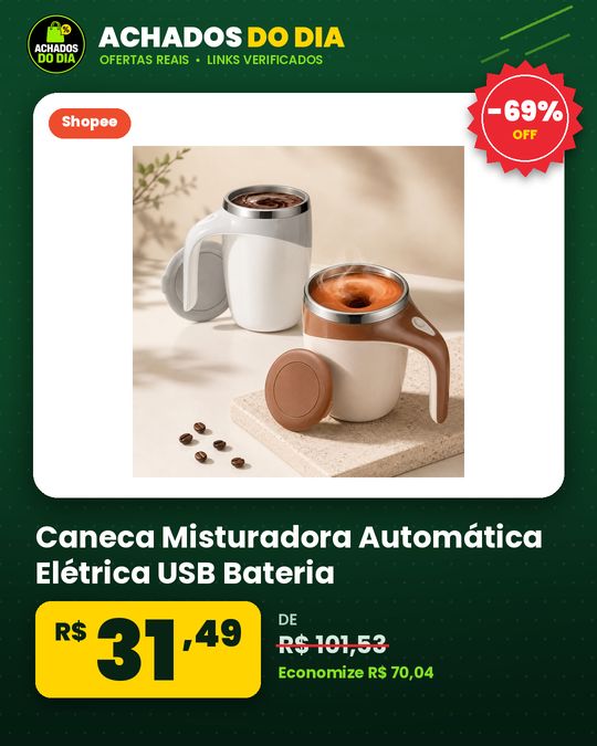 Caneca Misturadora Automática Elétrica USB Bateria Recarregável Mixer Café 380ml
