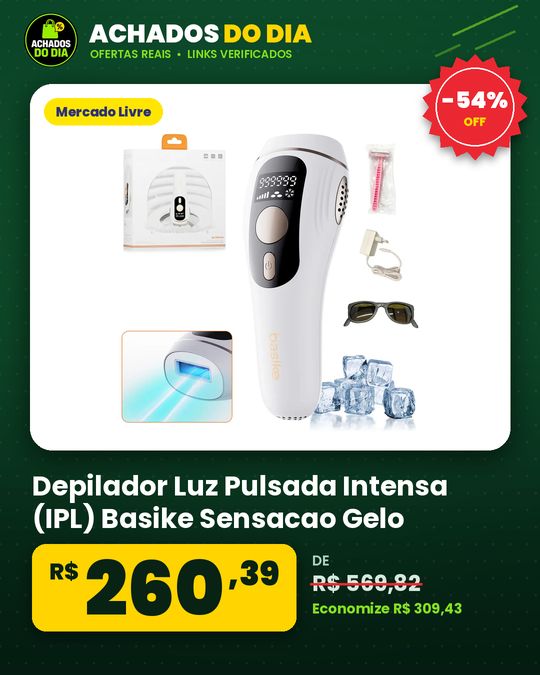 Depilador Luz Pulsada Intensa (IPL) Basike Sensacao Gelo Indolor Depilacao Definitiva