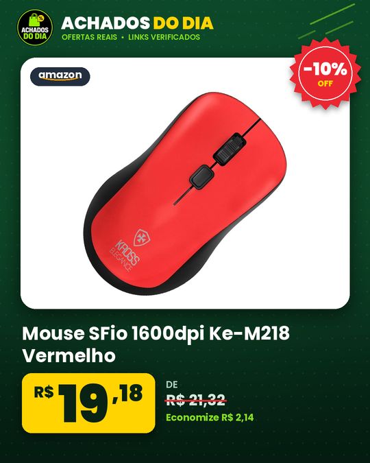 Mouse SFio 1600dpi Ke-M218 Vermelho