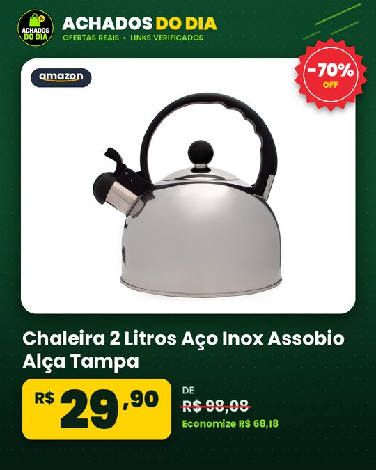 Chaleira 2 Litros Aço Inox Assobio Alça Tampa