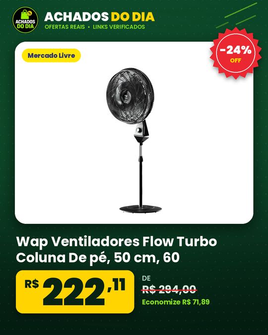 Wap Ventiladores Flow Turbo Coluna De pé - 50 cm - 60 - Preto Cinza - Plástico - 8