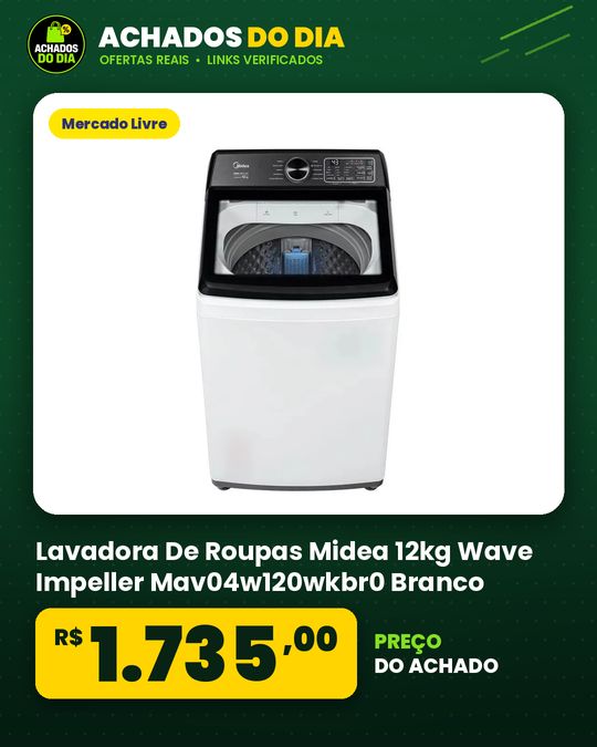 Lavadora De Roupas Midea 12kg Wave Impeller Mav04w120wkbr0 Branco