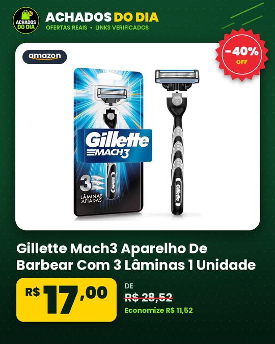 Gillette Mach3 Aparelho De Barbear Com 3 Lâminas 1 Unidade