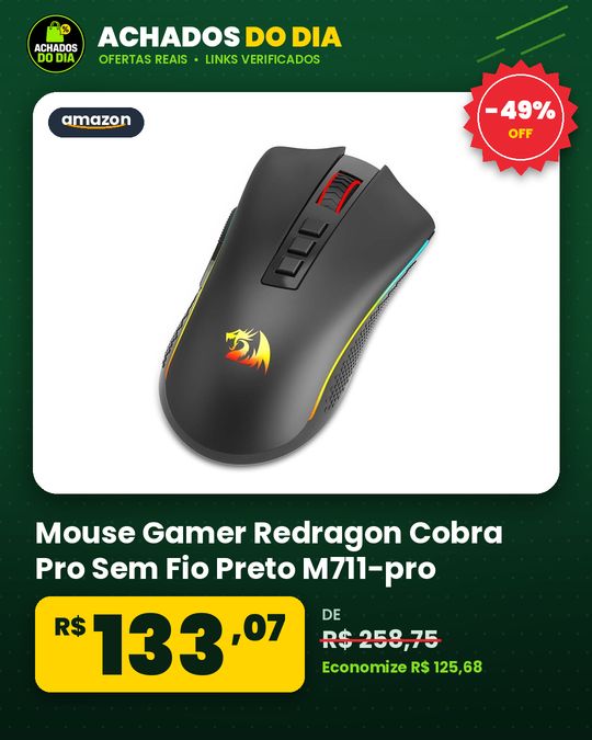 Mouse Gamer Redragon Cobra Pro Sem Fio Preto M711-pro