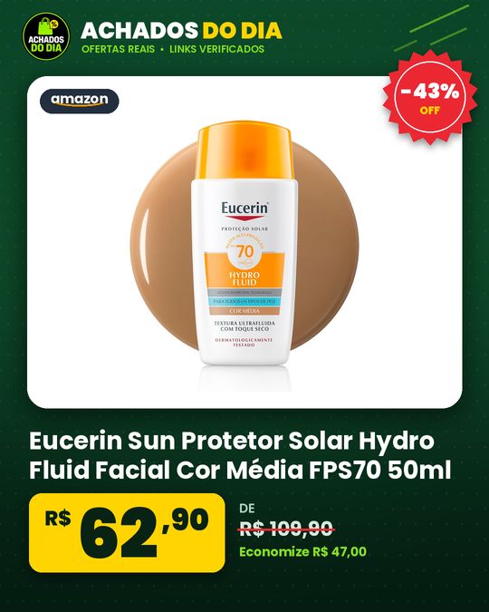 Eucerin Sun Protetor Solar Hydro Fluid Facial Cor Média FPS70 50ml