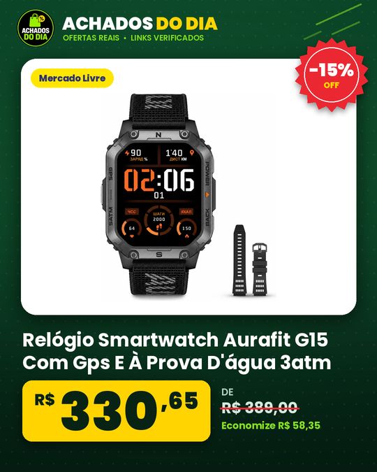 Relógio Smartwatch Aurafit G15 Com Gps E À Prova D'água 3atm